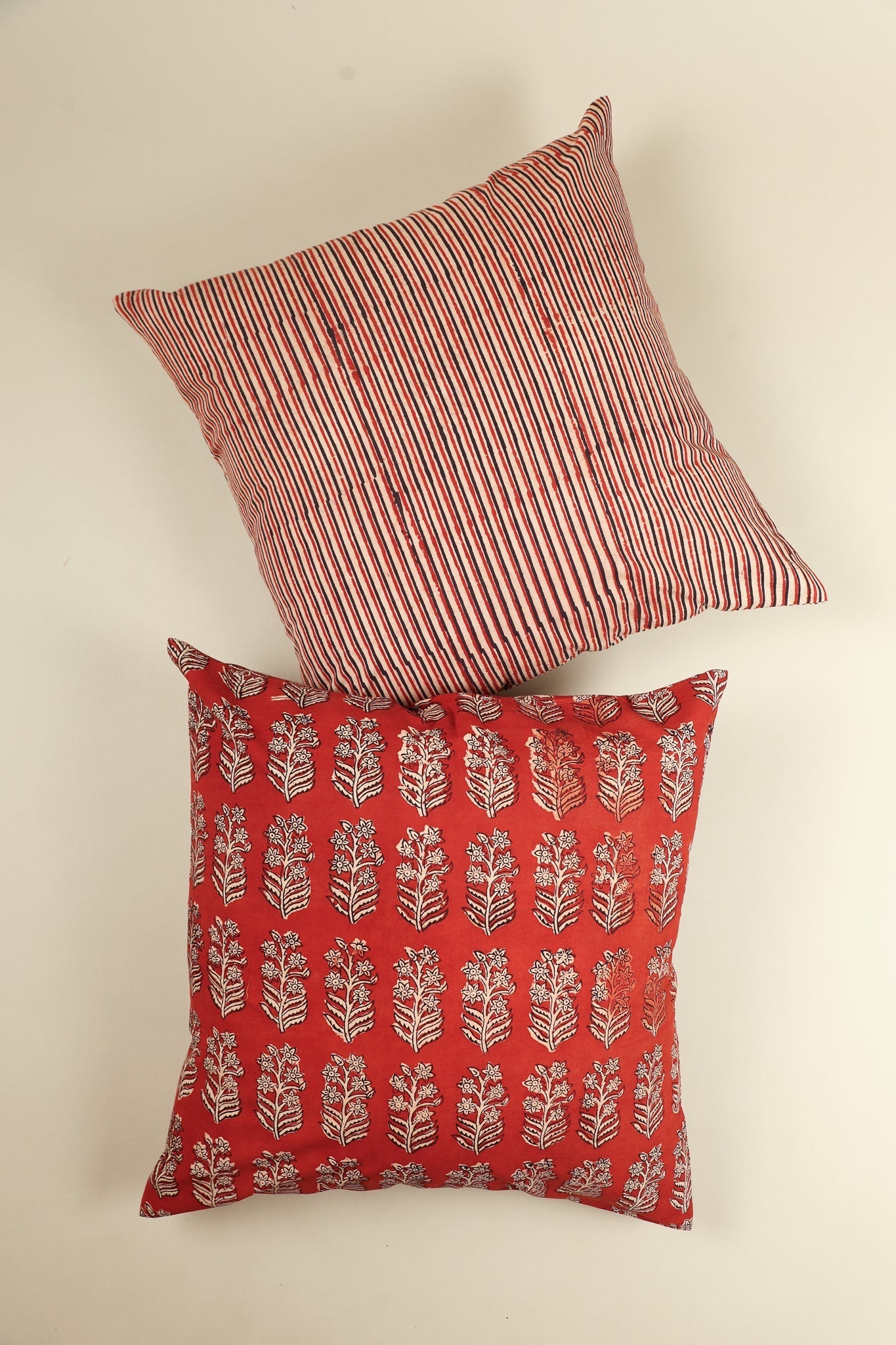 Red Ember Hand Block Print Pillow Cover - 20 x 20"