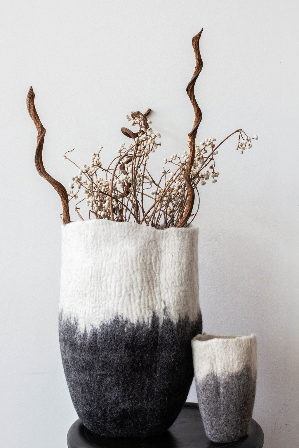 Eclipse Black & White Wool Floor Basket