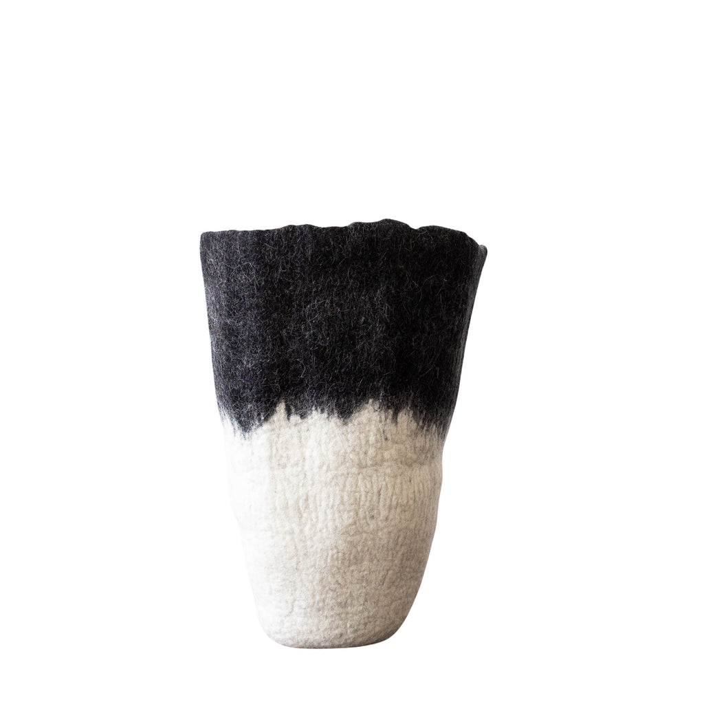 Eclipse Black & White Wool Floor Basket