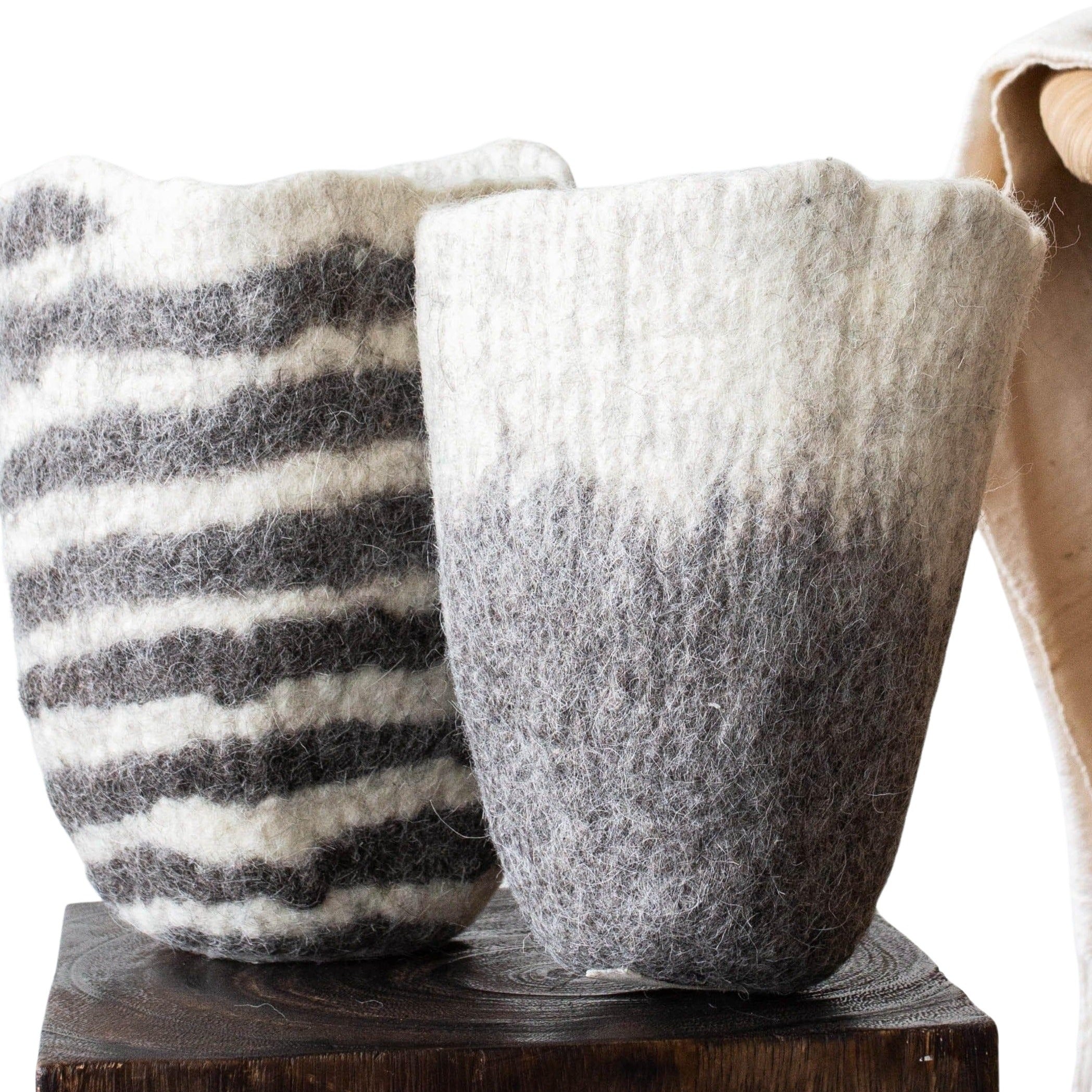 Hand-Felted Woven Wool Table Vase