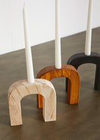 Arch Wooden Taper Candlestick Holder