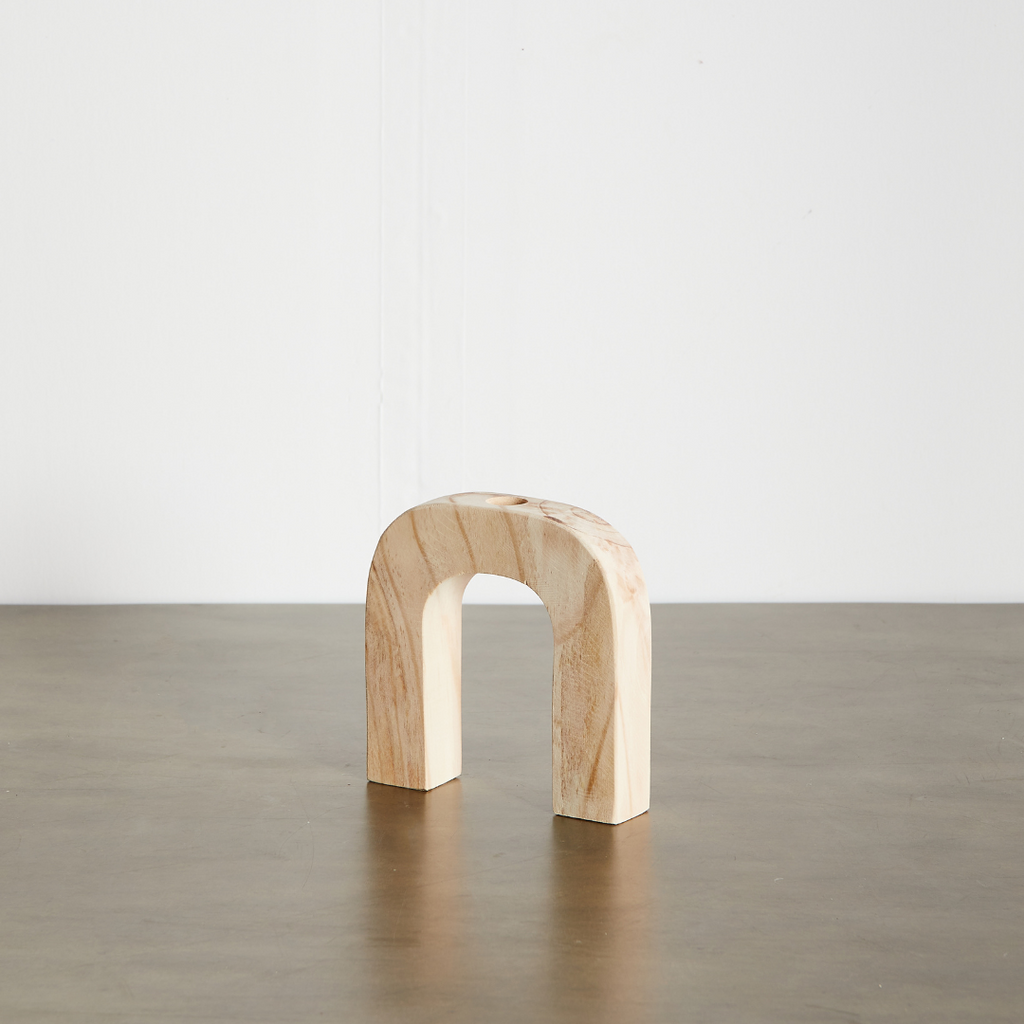 Arch Wooden Taper Candlestick Holder