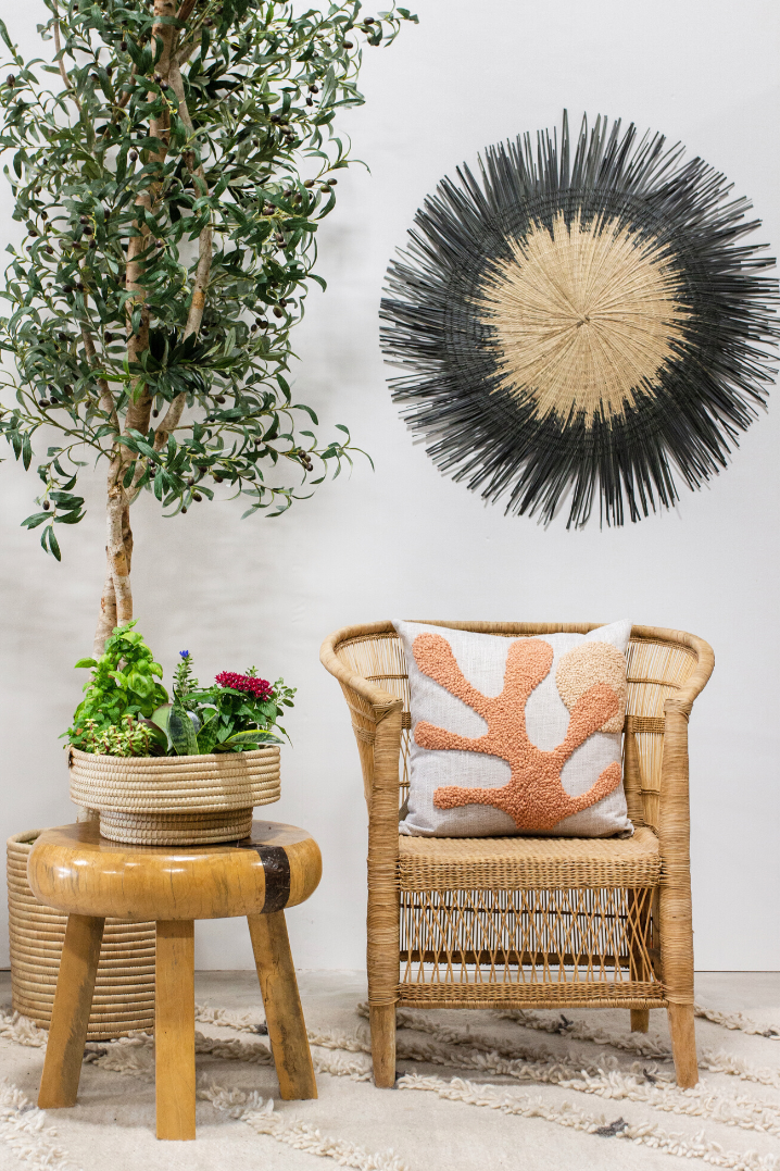 Usiku Black and Natural Woven Wall Art