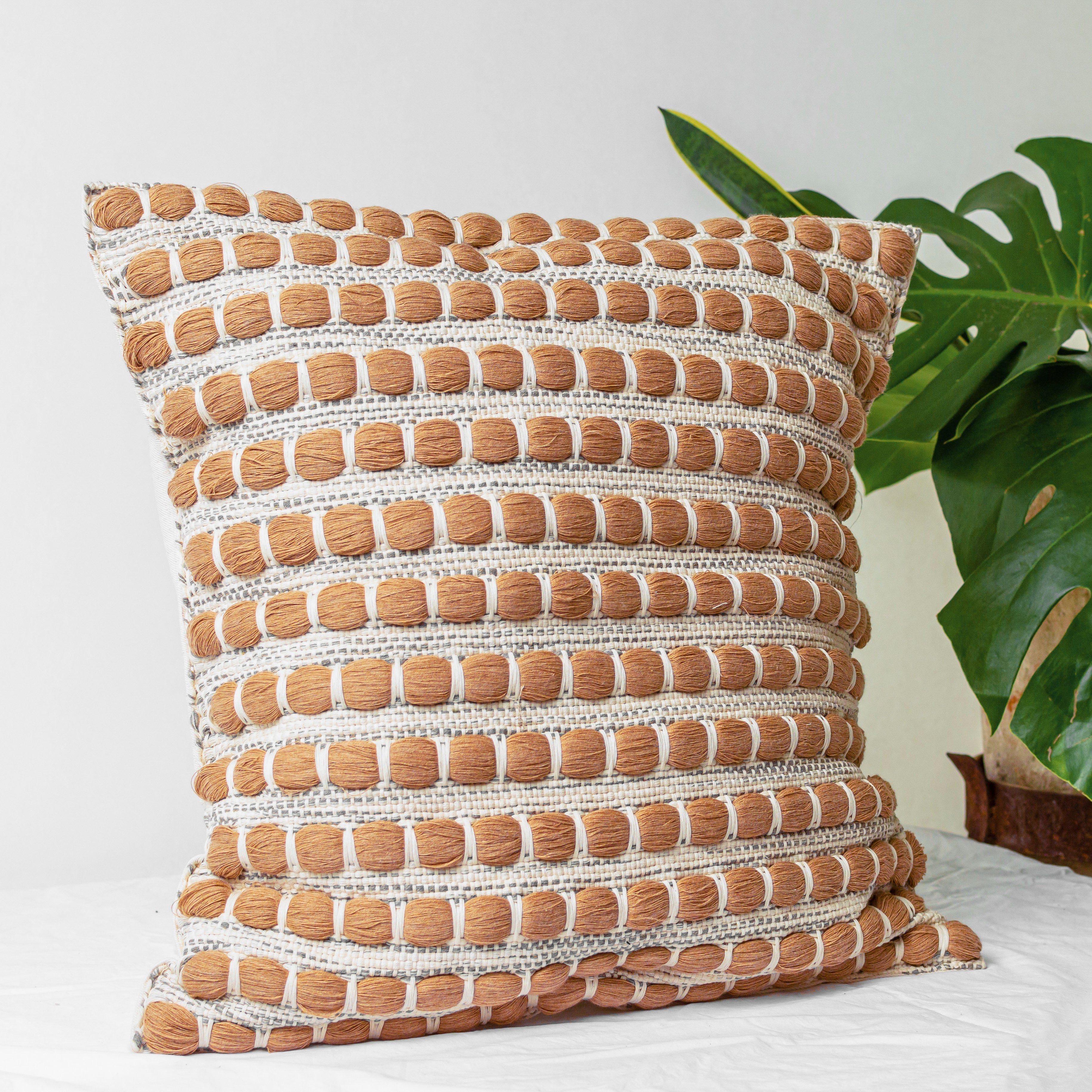 Rove Pillow Cover - Bone w/ Cocoa and Grey - 20x20"
