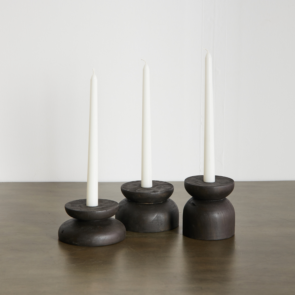 Organic Wood Taper Candlestick Holder
