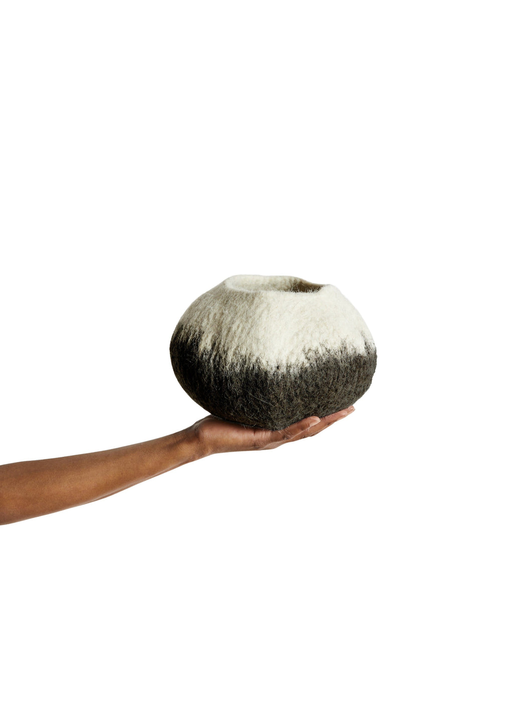 Midnight Ombre Hand-Felted Wool Decorative Ukhamba Basket