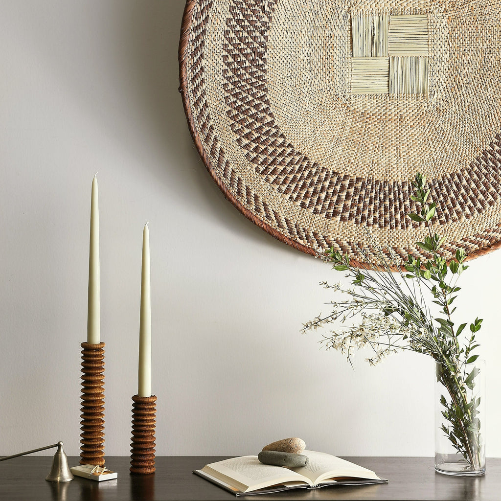 Spiral Pine Modern Wood Candle Candlestick Holder