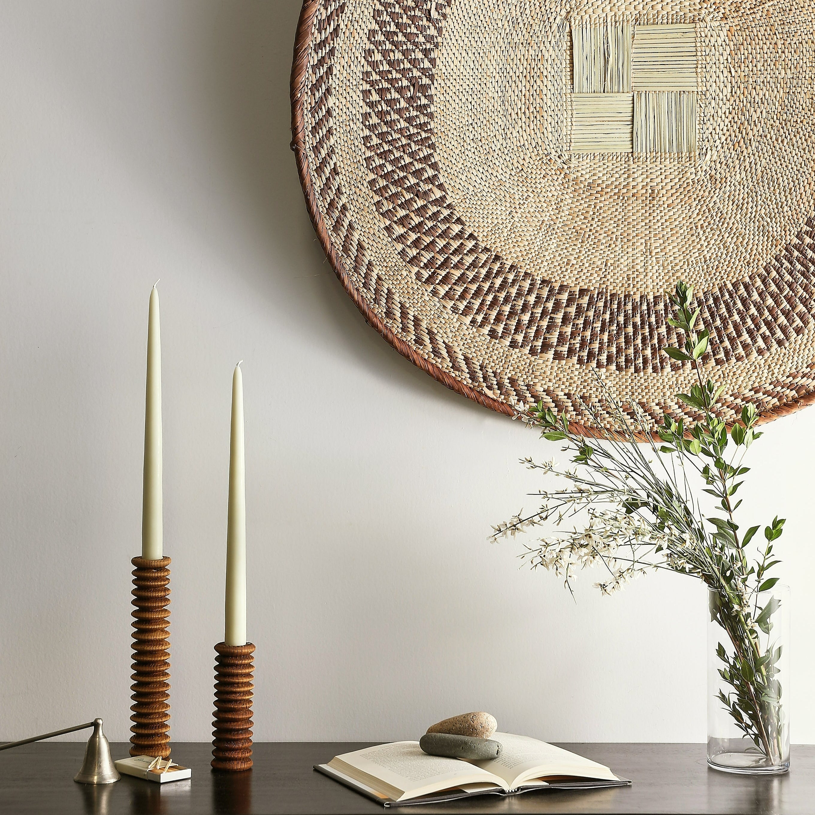 Spiral Pine Modern Wood Candle Candlestick Holder