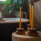Organic Wood Taper Candlestick Holder