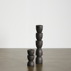 Totem Pine Wood Taper Candlestick Holder