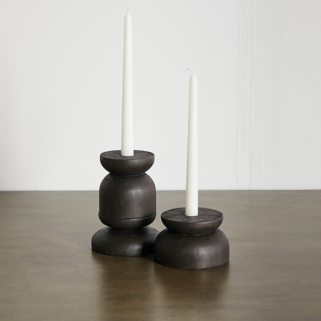 Organic Wood Taper Candlestick Holder