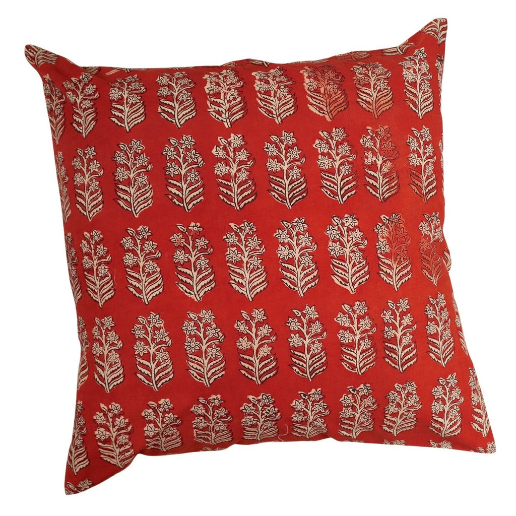 Red Ember Hand Block Print Pillow Cover - 20 x 20"