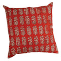 Red Ember Hand Block Print Pillow Cover - 20 x 20"