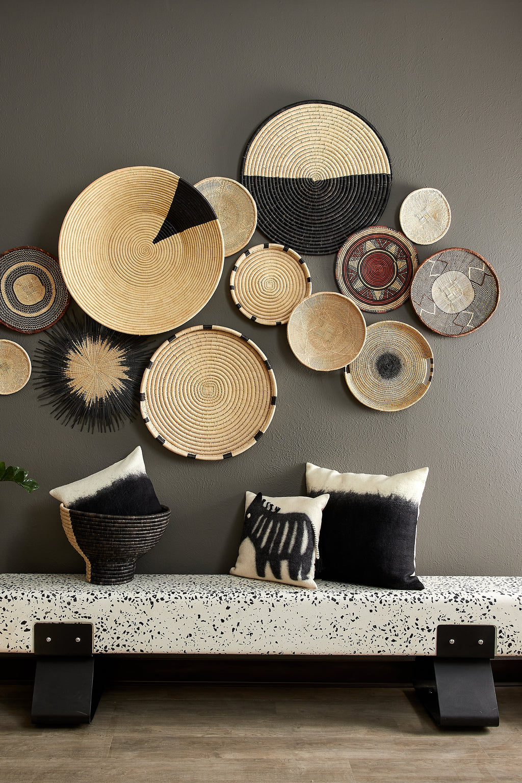 Usiku Black and Natural Woven Wall Art