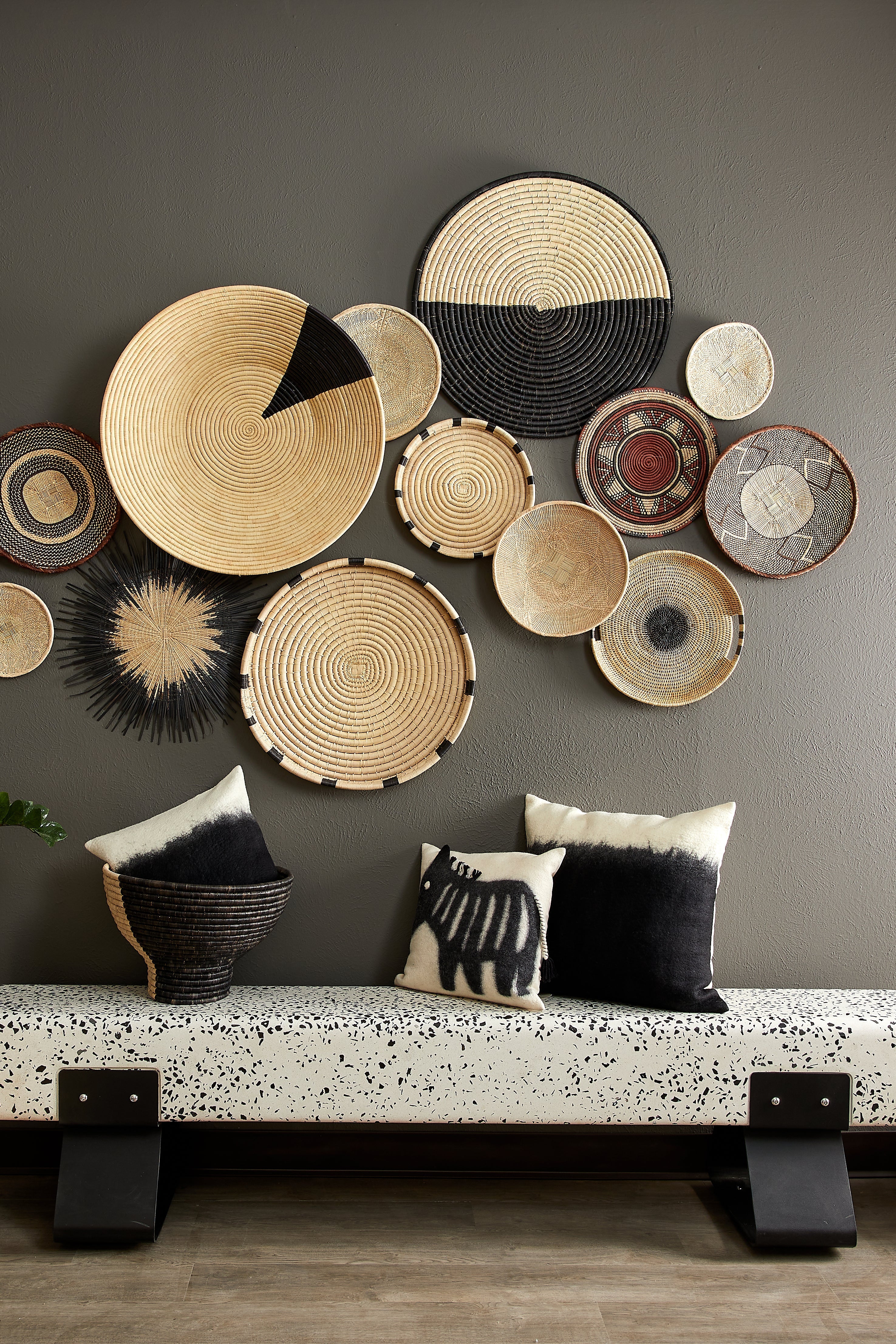 Usiku Black and Natural Woven Wall Art