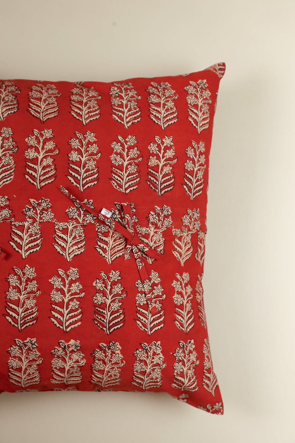 Red Ember Hand Block Print Pillow Cover - 20 x 20"