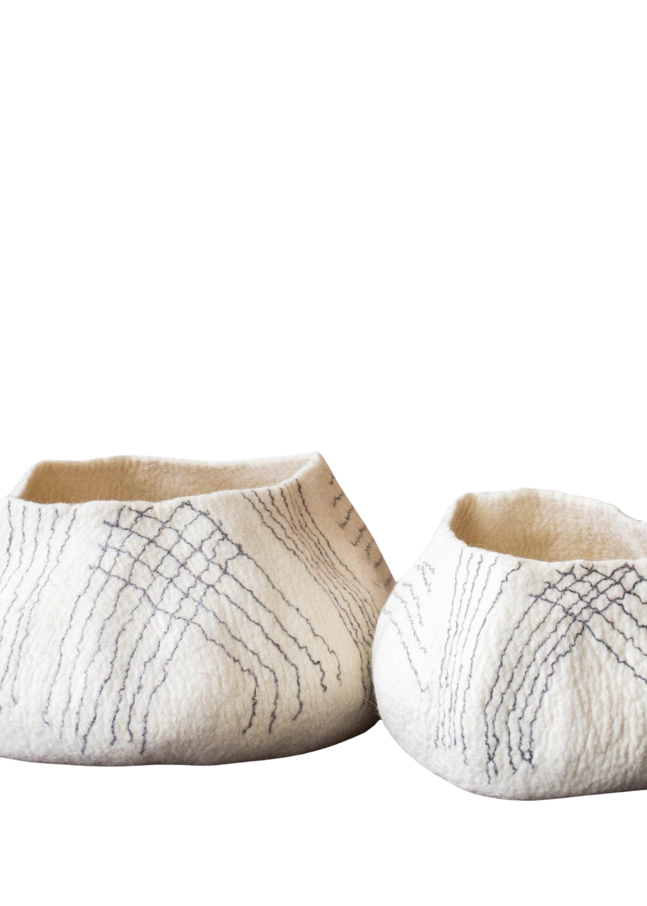 White Ghana Wool Linear Basket