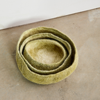 Olive Green Hand-Felted Wool Nesting Baskets