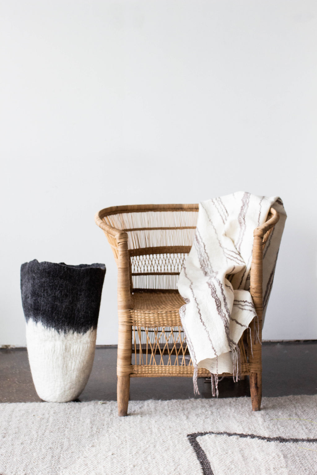 Eclipse Black & White Wool Floor Basket
