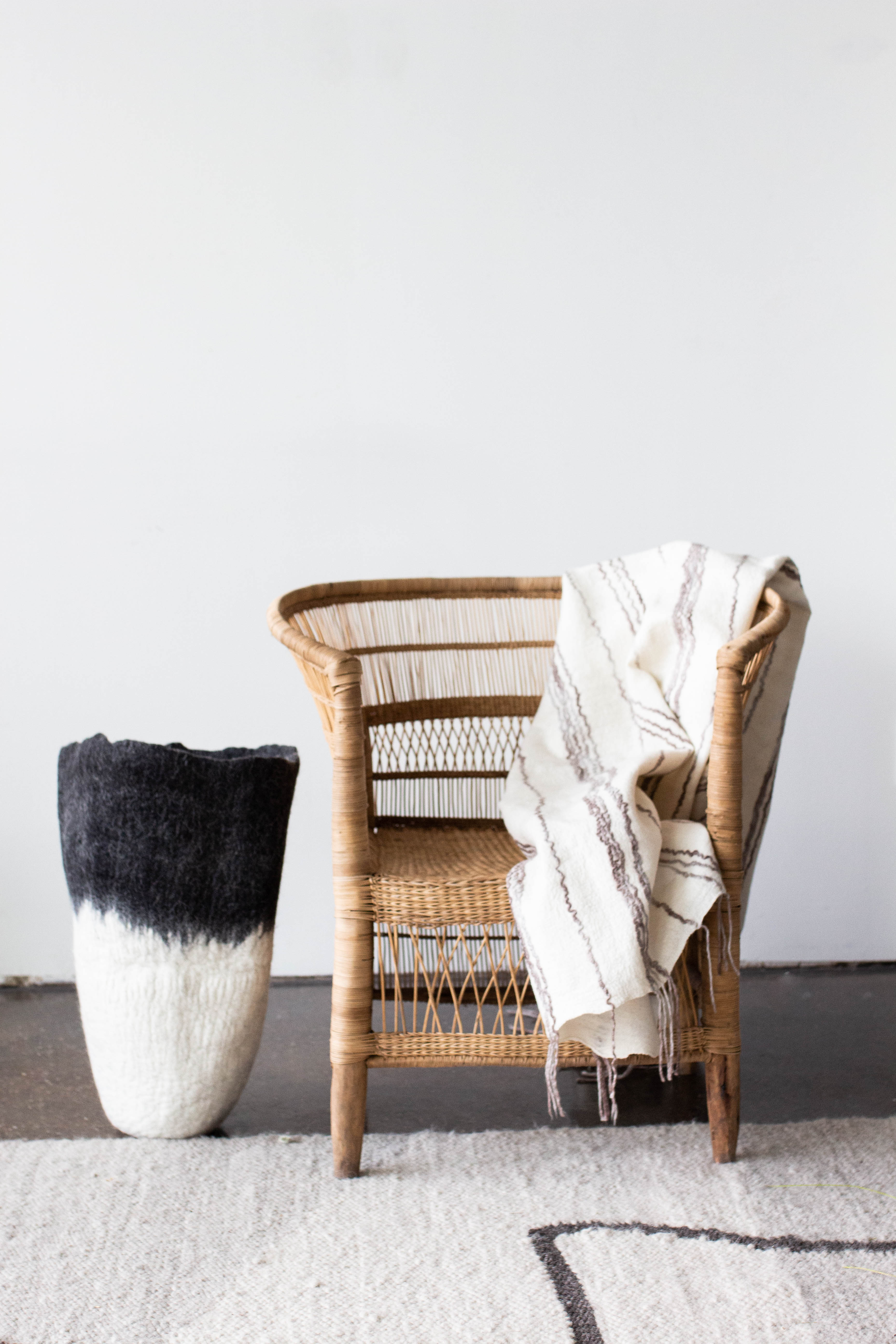 Eclipse Black & White Wool Floor Basket