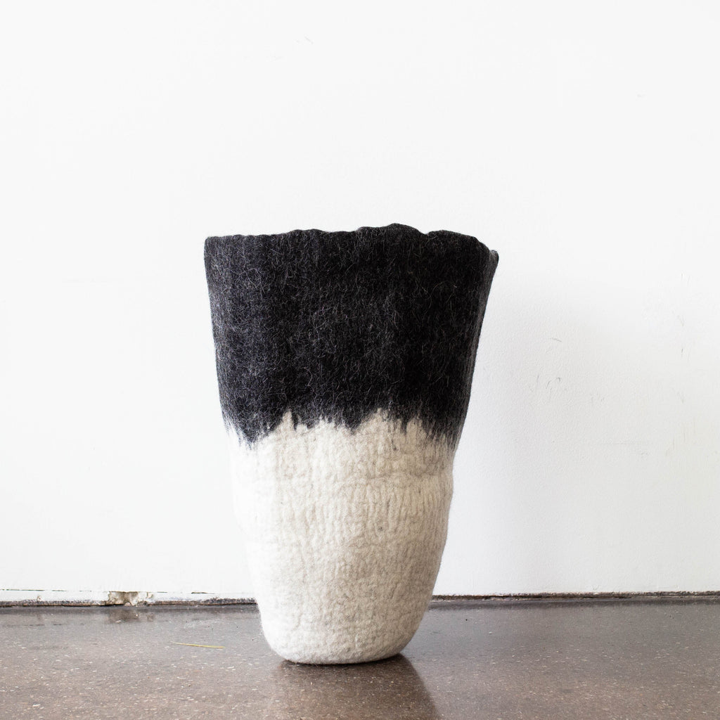Eclipse Black & White Wool Floor Basket