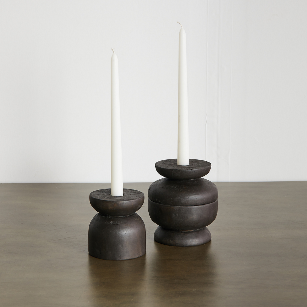Organic Wood Taper Candlestick Holder