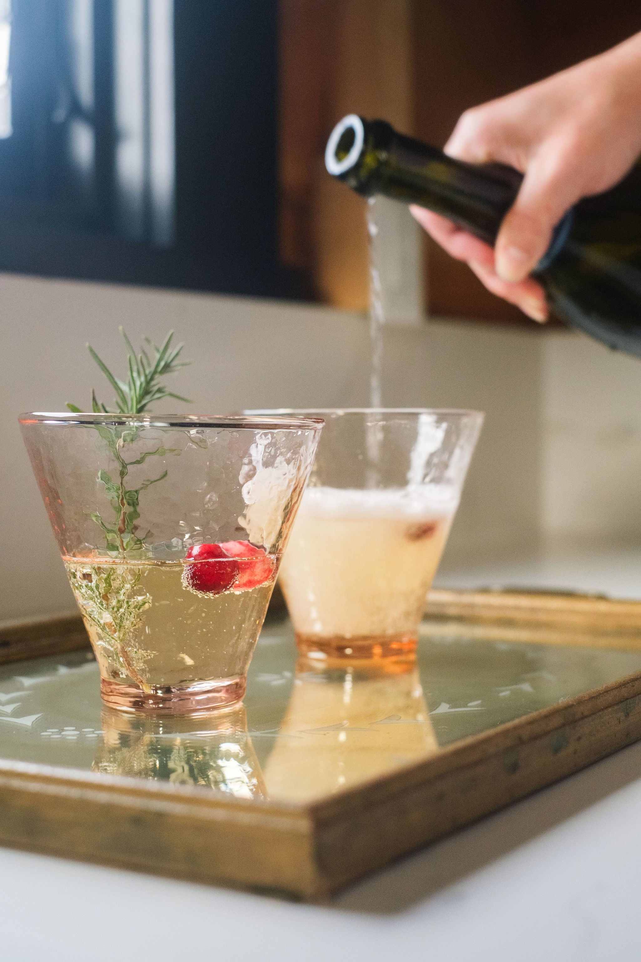 Handblown Hammered Funneled Glasses | Set of 2