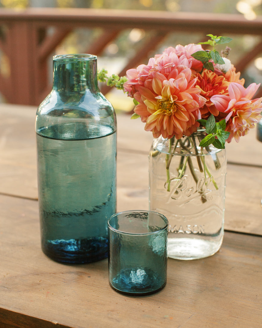 Handblown Hammered Glass Carafe