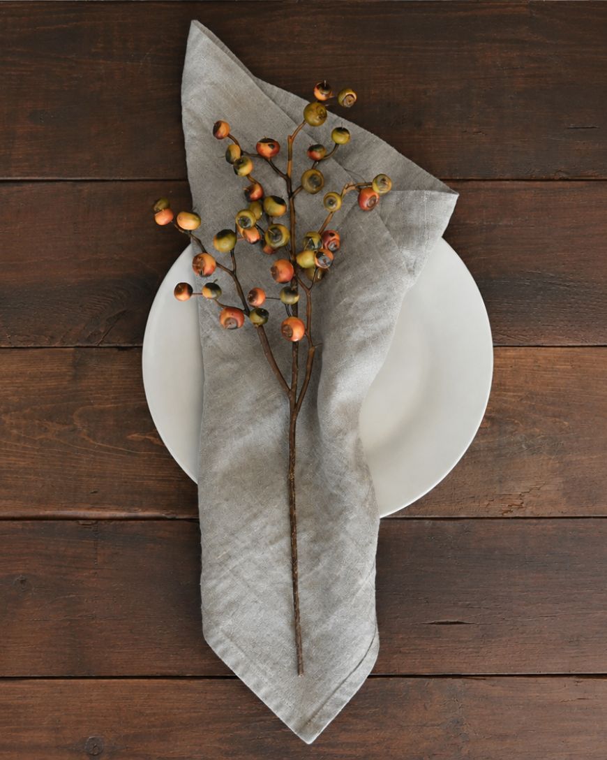Stone Washed Linen Hemmed Dinner Napkins