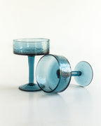 Handblown Hammered Coupe Cocktail Glass Pair