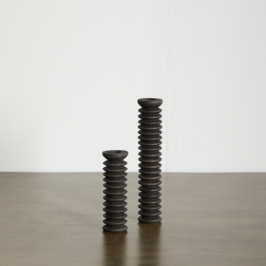 Spiral Pine Modern Wood Candle Candlestick Holder