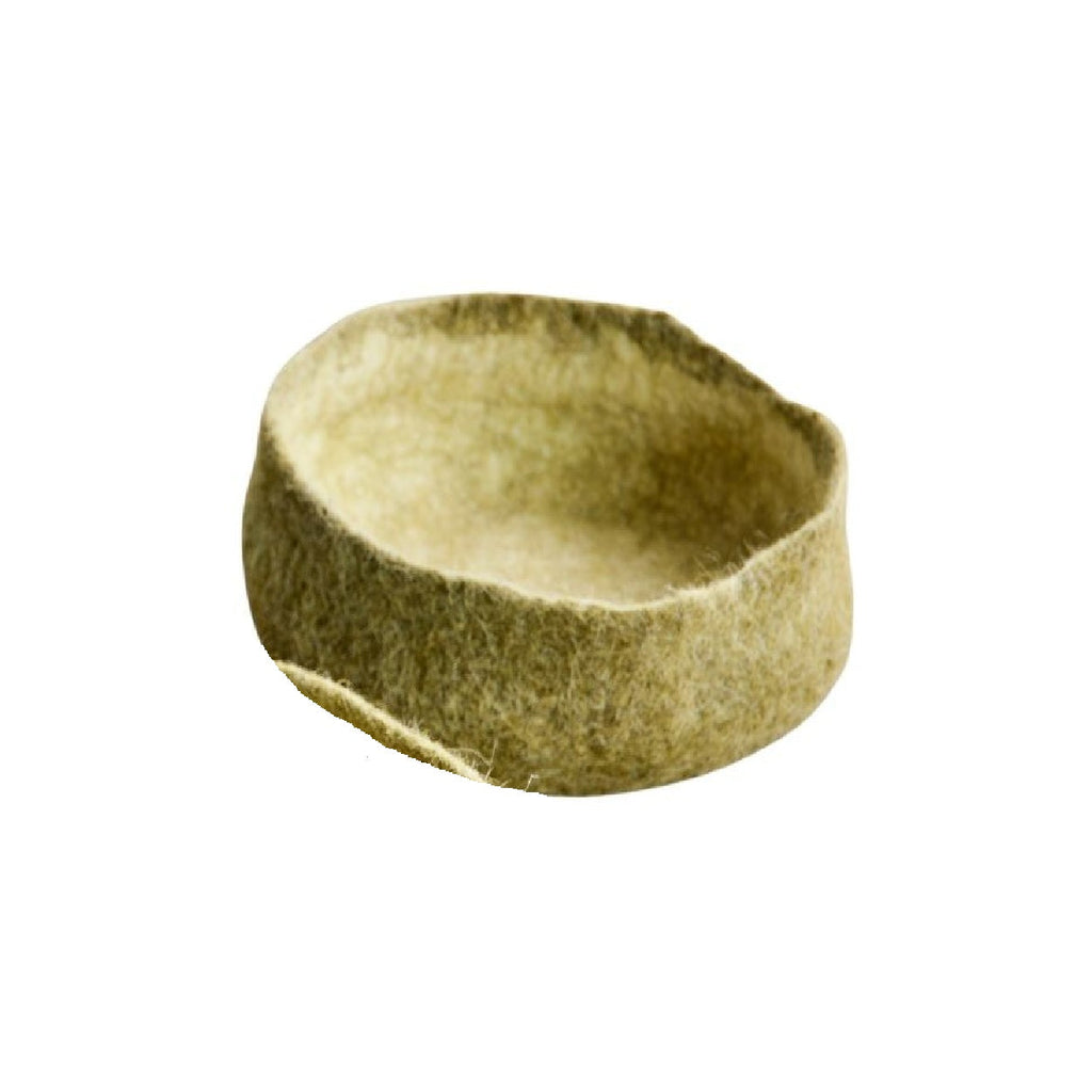 Olive Green Hand-Felted Wool Nesting Baskets