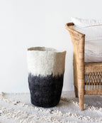 Eclipse Black & White Wool Floor Basket
