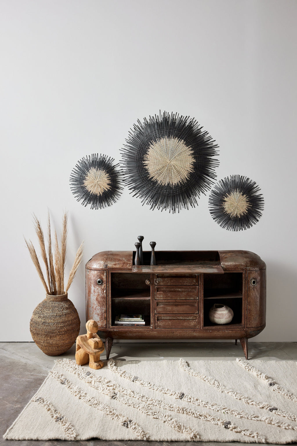 Usiku Black and Natural Woven Wall Art