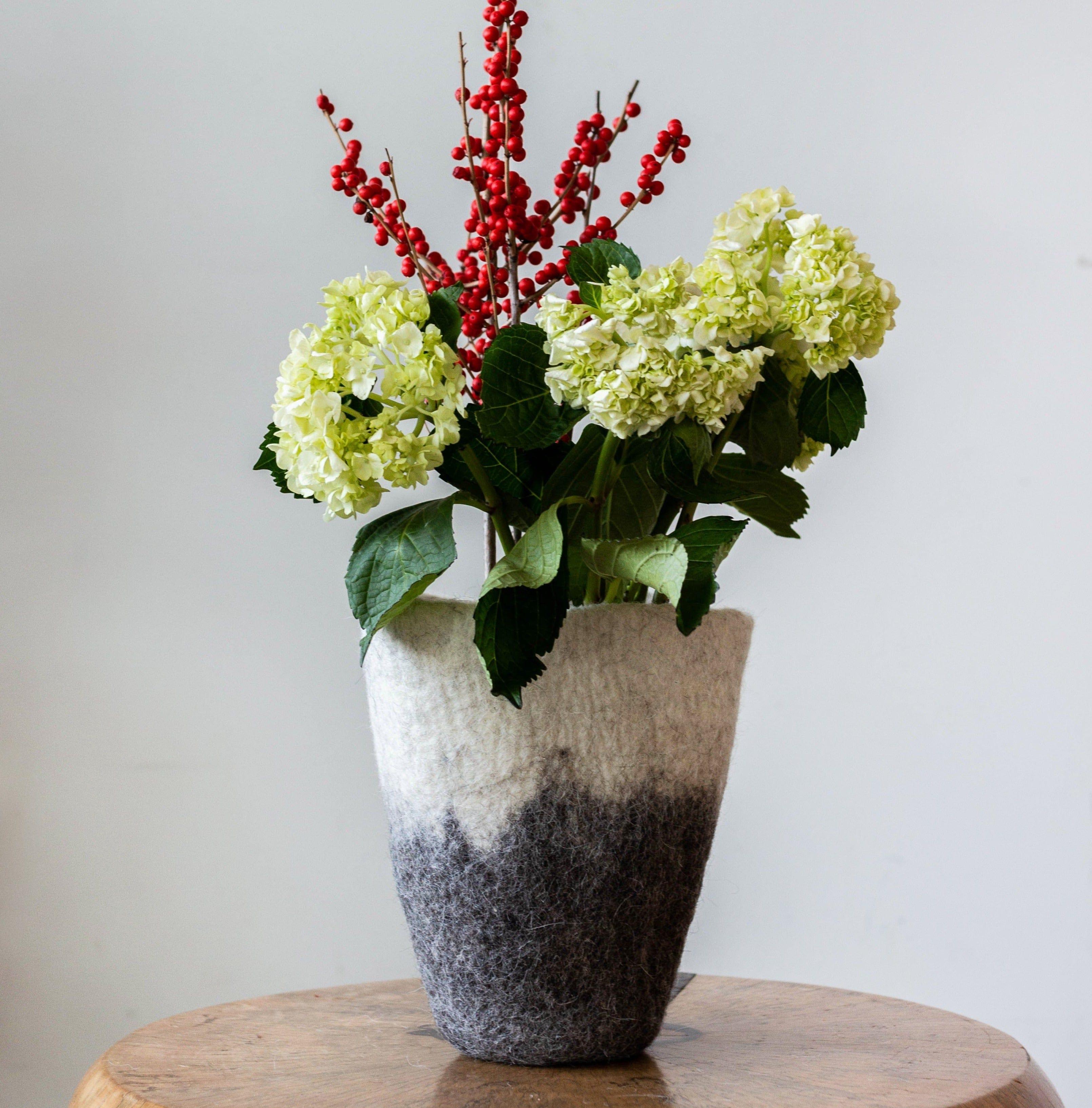Hand-Felted Woven Wool Table Vase