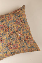 Joyful Garden Kalamkari Handcrafted Pillow Cover - 20x20"