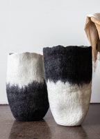 Eclipse Black & White Wool Floor Basket