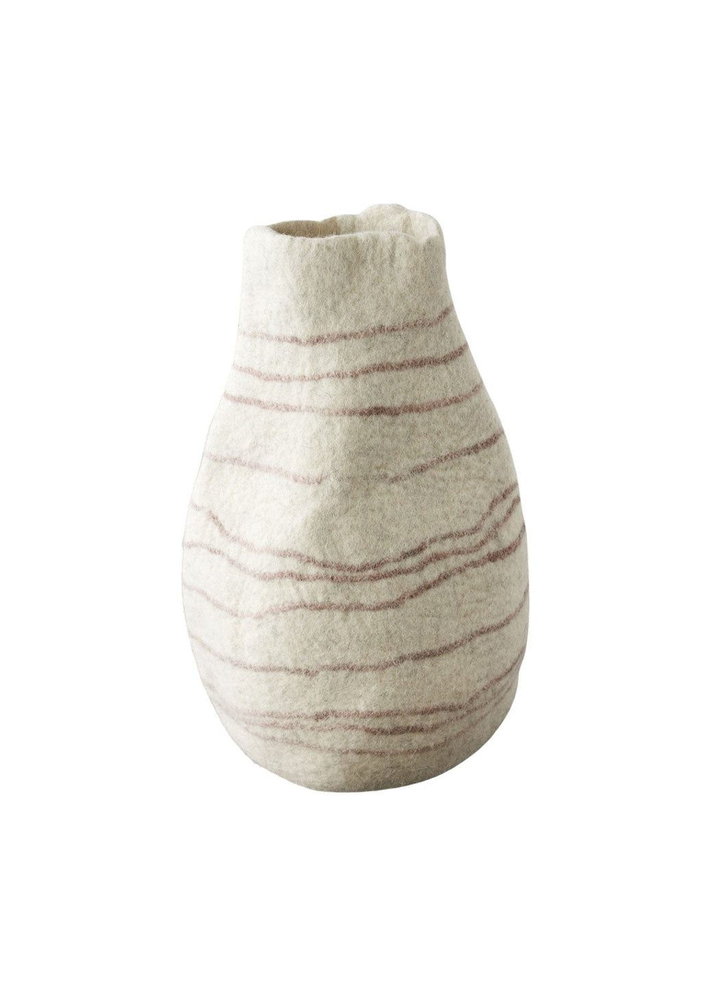 Tribal Lines Wool Ivory & Soft Stone Gourd Basket