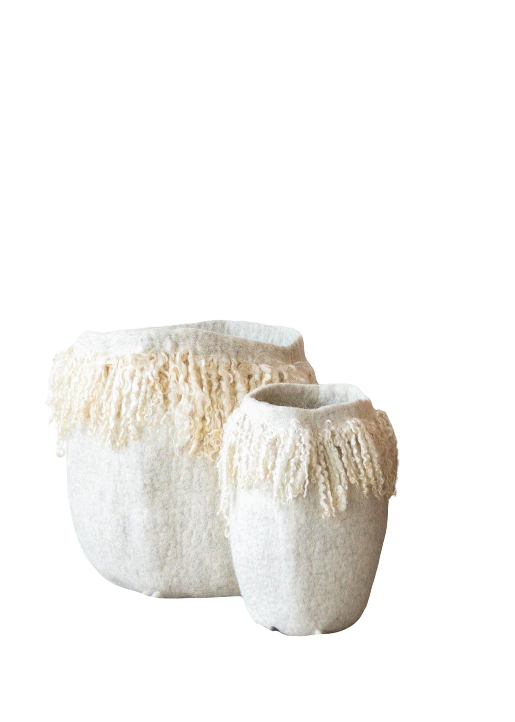 Fringed Skirt Mohair Decorative Wool Basket