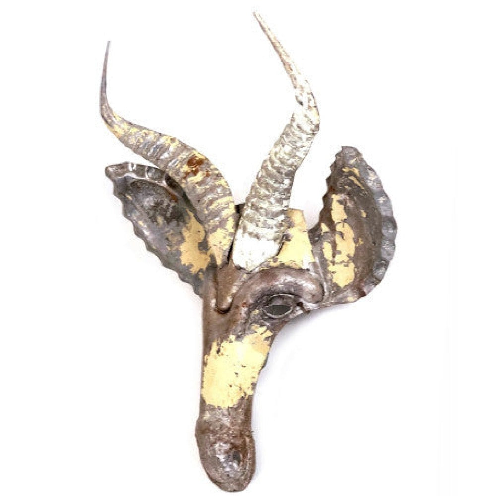 Springbok Animal Mask - Recycled Metal Wall Art