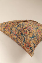 Joyful Garden Kalamkari Handcrafted Pillow Cover - 20x20"