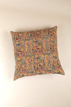 Joyful Garden Kalamkari Handcrafted Pillow Cover - 20x20"