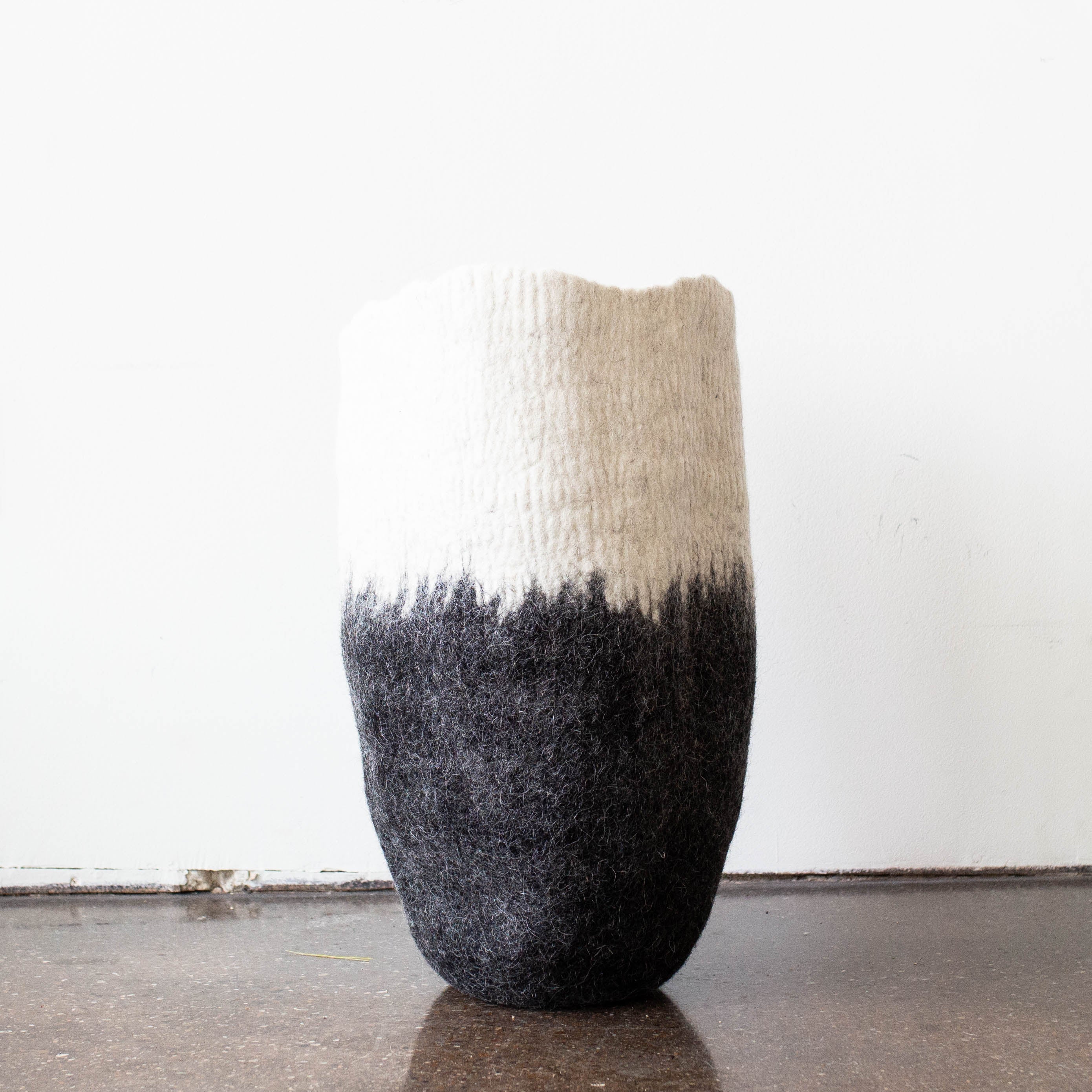Eclipse Black & White Wool Floor Basket